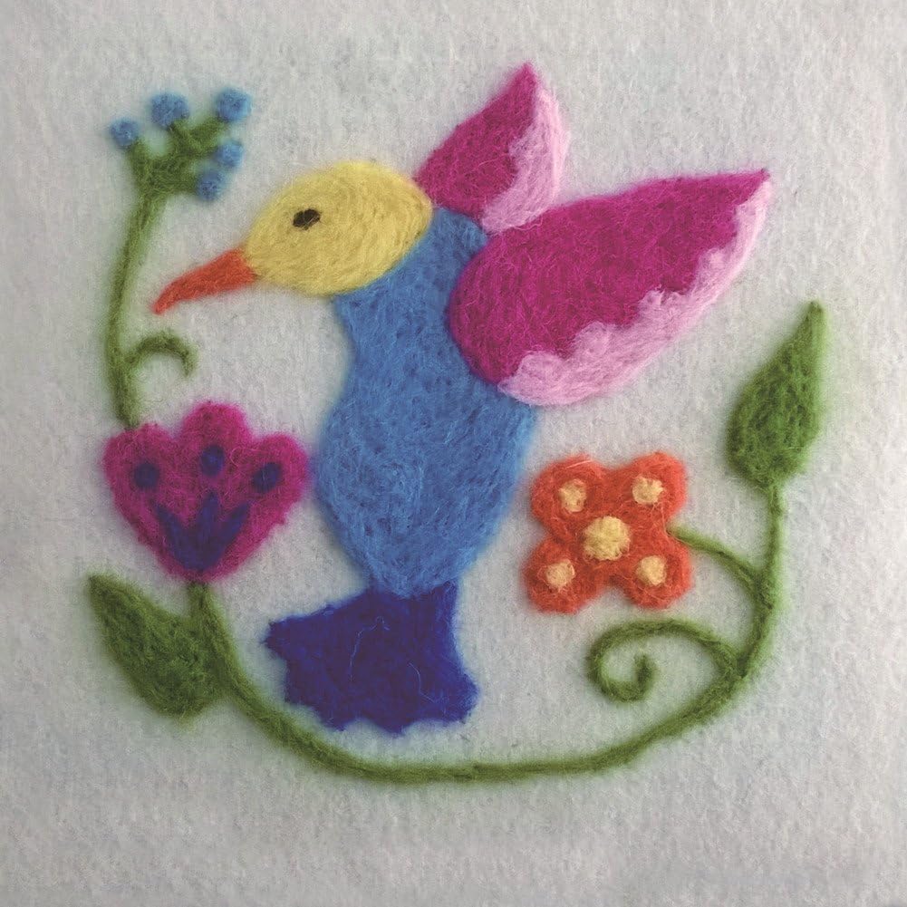 Handidi DIY Needle Felting Starter Kit,Wool Felt Kit, DIY Gift,Bird And Flowers, FT-041, Size 6 in X 6in