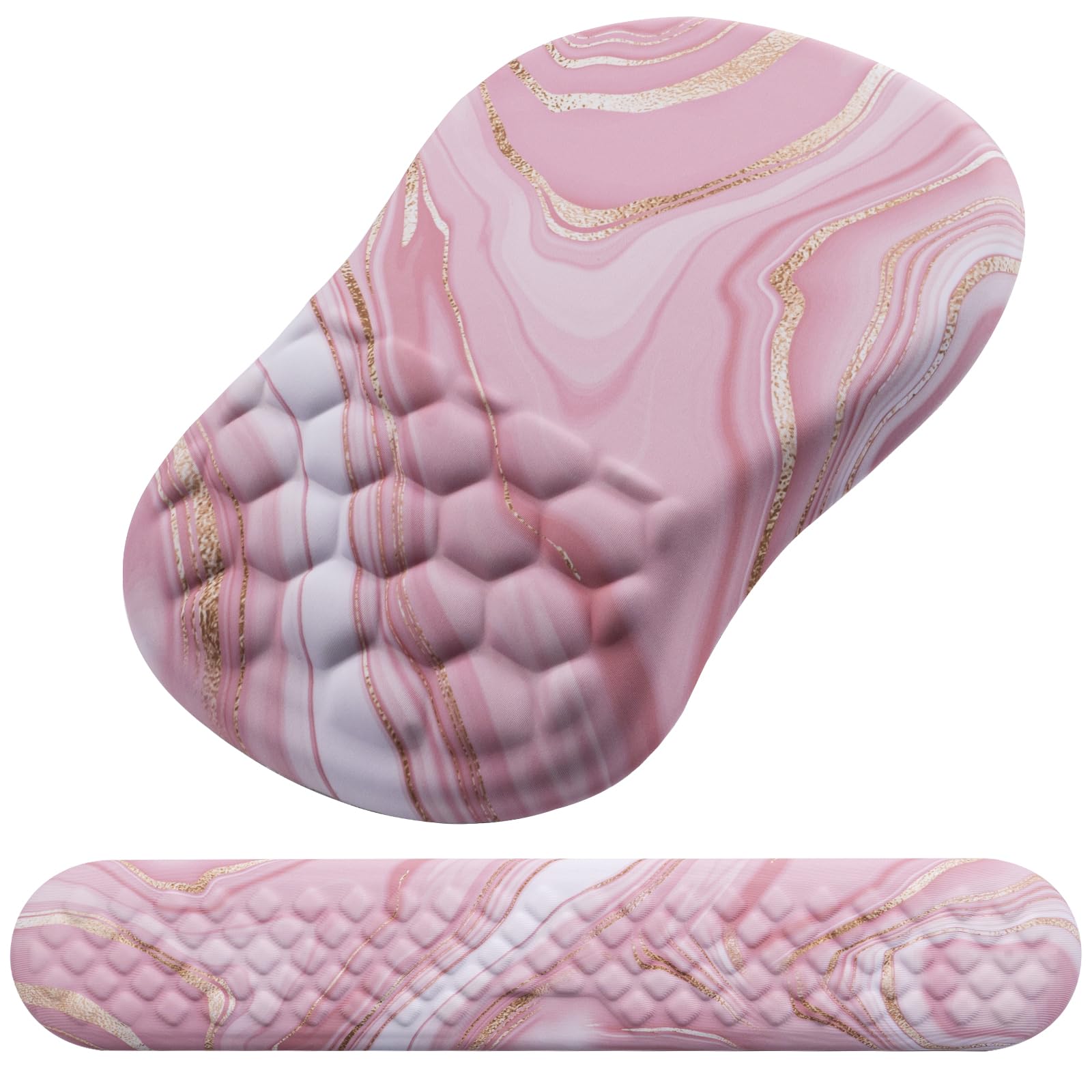 Photo 1 of Mouse Pad Wrist Support, Laokiiy 2 in1 Keyboard Wrist Rest+ Ergonomic Mouse Pad, Non-Slip Wrist Rest for Computer Keyboard, Made Easy Typing & Relieve Wrist Pain(Rose Gold Pink Marble)