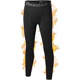Roadbox Boys' Thermal Compression Pants, Fleece Lined Base Layer Leggings | Soft Fleece Lining, Lightweight Warmth, 4-Way Stretch, Moisture wicking, Kids Cold Weather Athletic Tights, Soccer, Sports