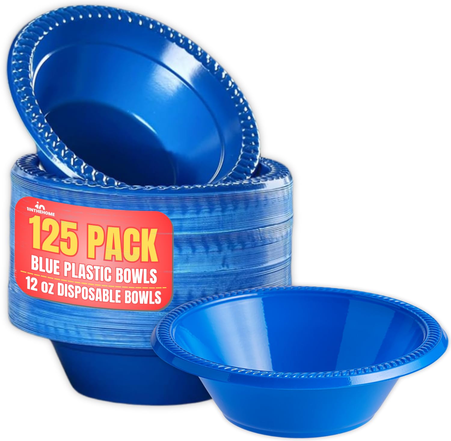 Photo 1 of 1InTheHome Blue Plastic Bowls 12 Oz, Disposable Party Bowls - Blue Soup Bowls (125 Pack)