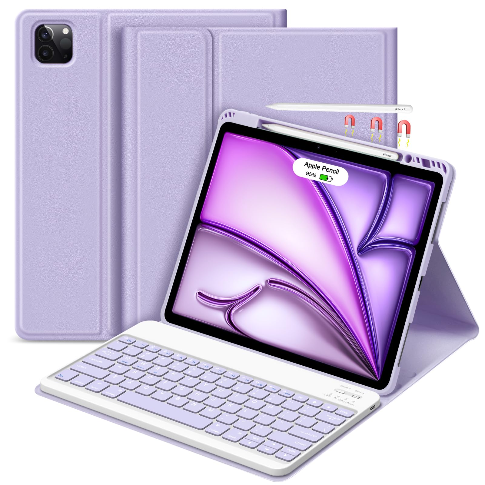 Photo 1 of GOKOCO for iPad Air 13" M3 2025/Air 13 inch M2 2024 Case with Keyboard-Keyboard Case for iPad Pro 12.9" 6th/5th/4th/3rd Gen with Pencil Holder,Detachable Keyboard,Auto Sleep/Wake Function-Purple