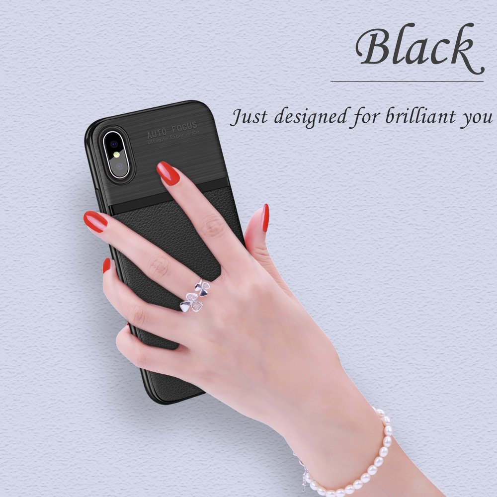 iPhone X Case, iPhone 10 Case, JASBON Soft TPU Brushed Carbon Fiber Phone Case Ultra Thin Breathable Cover Shockproof Protective Case for Apple iPhone X-Black