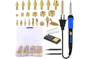 AOPULE Heat-Set Insert Tip Set, 90W LED Soldering Iron 130Pcs Threaded Inserts, M2 M2.5 M3 M4 M5 M6 M8 Insert Tips with Conne