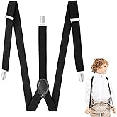 Child Kids Suspenders for Boys, Y-Back Adjustable Suspenders for Boy and Girls, Elastic Black Suspender for Boys with Strong Metal Clips