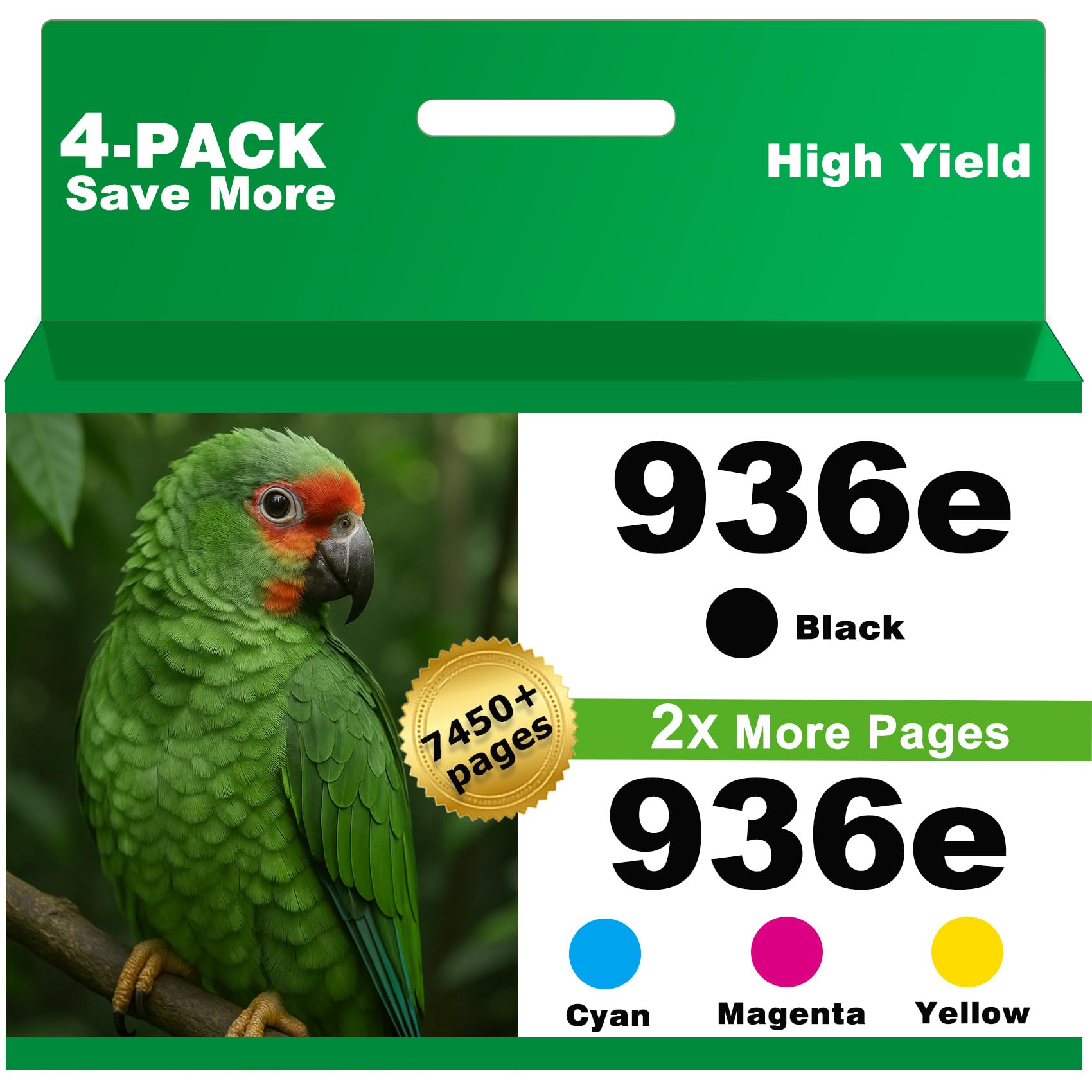 Photo 1 of 936e Ink Cartridges Replacement for HP 936 936XL Combo Pack for OfficeJet 9122e; Pro 9120e 9120 9125e 9125 9128e 9135e 9135 9110b 9120b 9130b 9130; Pro Wide Format 9730e 9730 Printers- KCMY 4-Pack