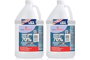 Epic Medical Supply Isopropyl Rubbing Alcohol 70% USP, 1 Gallon, First Aid Antiseptic for Minor Wounds, Cuts, and Scrapes (Gallon Pack of 2)