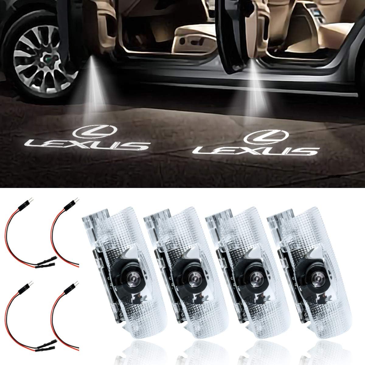 LED Car Door Logo Light Courtesy Projector Laser Welcome Lights Ghost Shadow Light Compatible with Accessories RX ES GX LS LX IS Series(4 Pack)