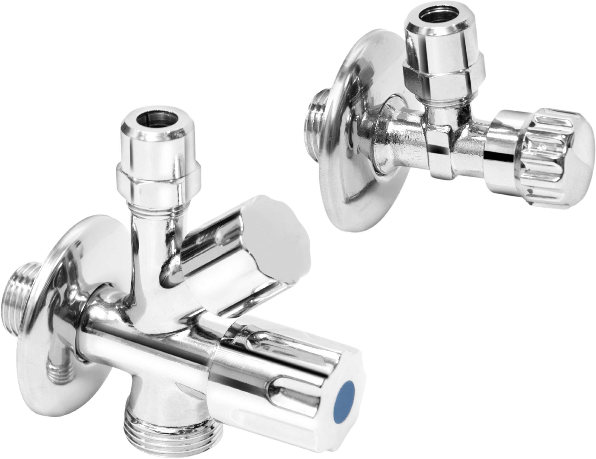 Cornat T317100 Device Connection Valve Set of 2 1/2 Inch Male Thread for Connecting Washing Machine and Dishwasher with Backflow Preventer Brass Angle Valve