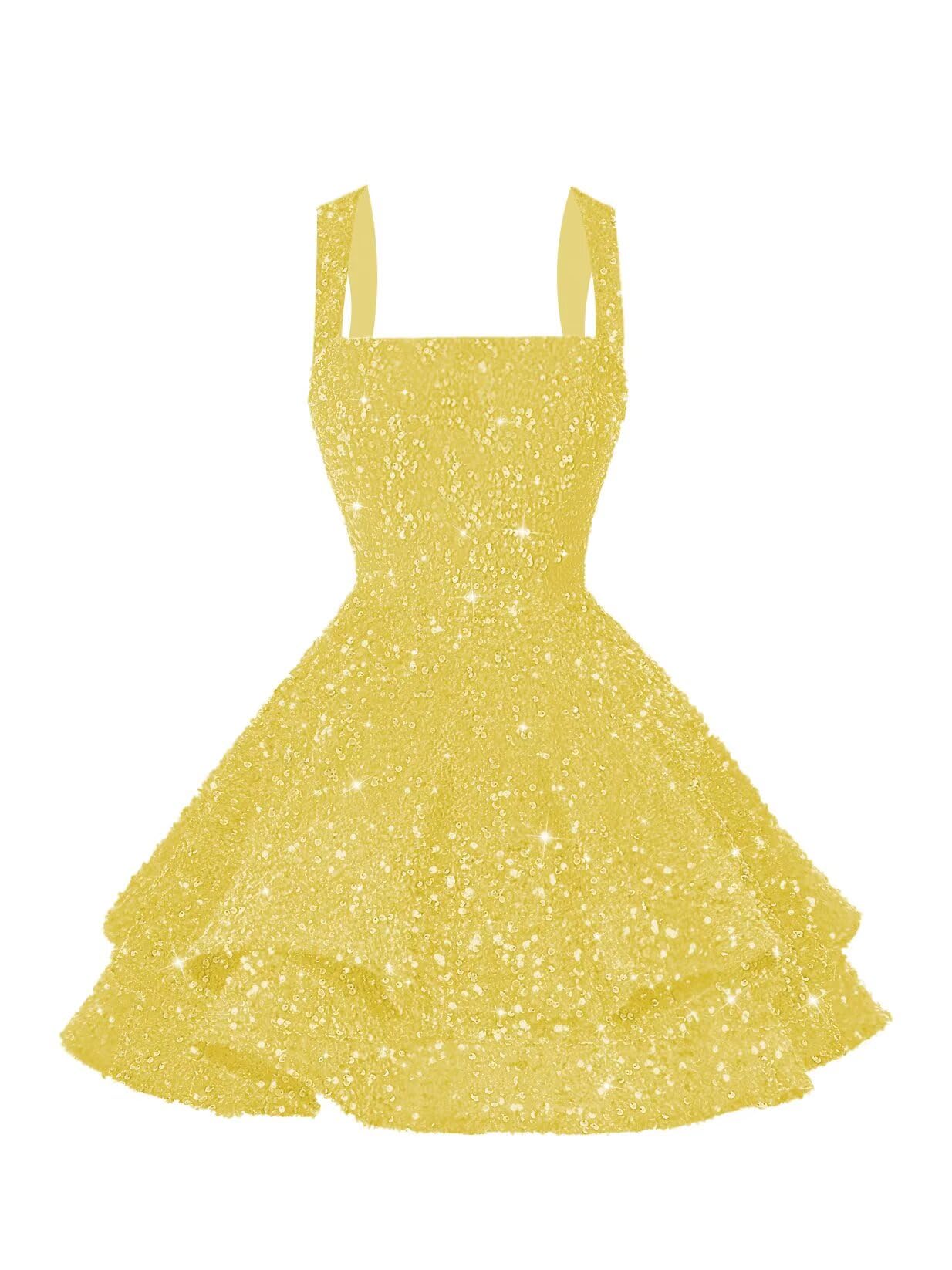 vintys Sexy Yellow A Line Scoop Neck Short Prom
