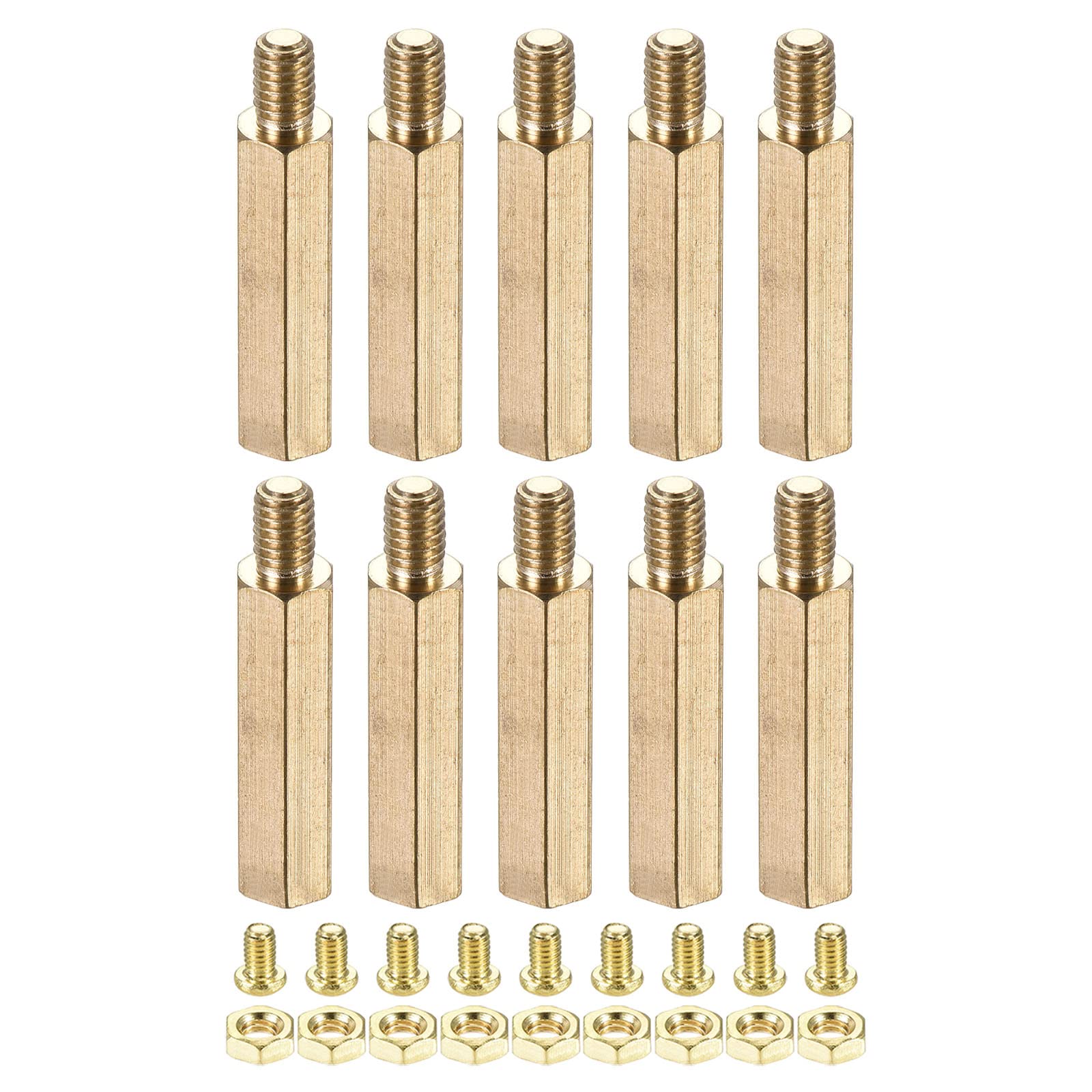 YOKIVE 10 Sets Brass Hex Threaded Spacer Screw Nut Kit, Spacer with Female-Male Thread | Raising the PCB Board, Great for Electronics Industries (M4 23+6mm)