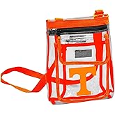 Logo Brands NCAA Tennessee Volunteers Gameday Clear Crossbody Bag - Stadium Approved, Adjustable Strap, Two Pockets, Front Zipper Pocket