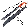 Tactical Master 26" Fixed Blade Sawback Machete with a Survival Fire Starter, for Camping, Tactical, Outdoor