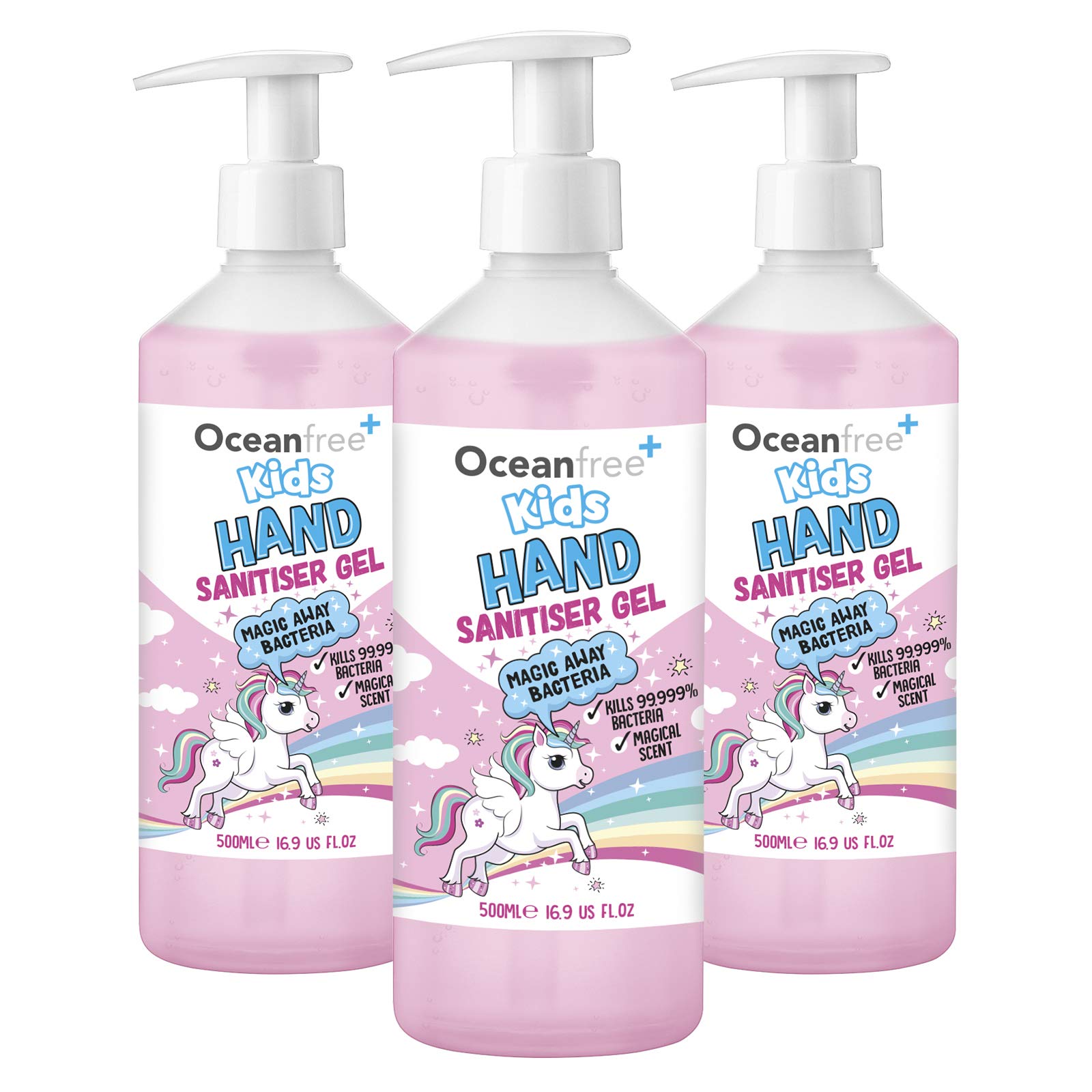Fantasy Hand Sanitiser Gel - 500ml Pump Bottle - 70% Alcohol - Made in the UK (Pack of 3)