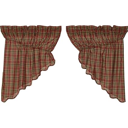 VHC Brands Graham Scalloped Prairie Swag Lined Set of 2 36x36x18