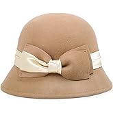 HH HOFNEN Women Cloche Felt Hat Winter Wool Bucket Hat Vintage Fedora Bowler Hat