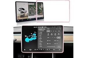 ONKENTET Screen Protector Frame Compatible with Tesla Model 3 Model Y 2024 2023 2022 2021 2020 2019 Screen Edge Protector Cover Center Console Decoration Interior Accessories (Pink)