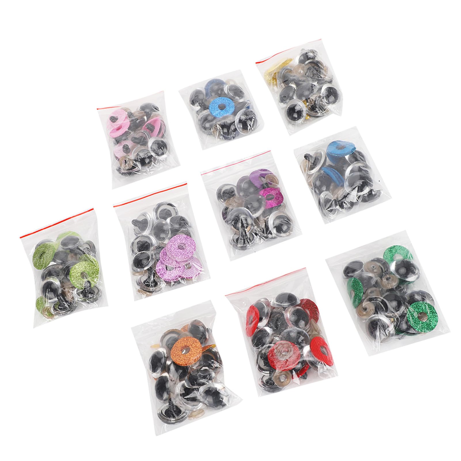Glitter Safety Eyes, 100 Piece Coloured Safety Eyes for Crochet Toys, Stuffed Animal Eyes, Colorful Doll Eyes with Washers, DIY Craft Doll Eyes for Doll Making Teddy Bear, Red Blue Green Yellow(16mm)