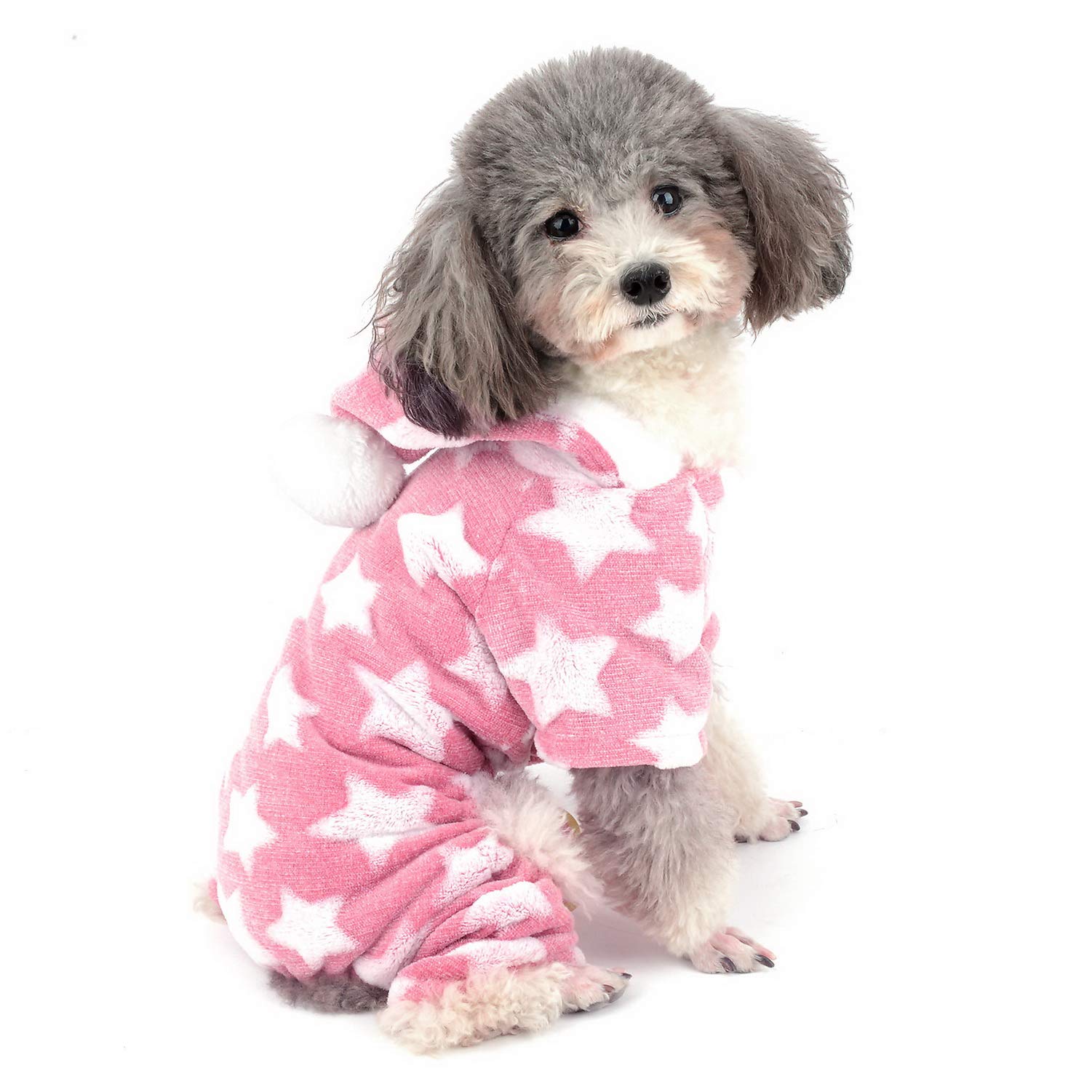 Zunea Small Dog Pyjamas Jumpsuit Puppy Hoodie Coat Clothes for Dogs Girl Boy Winter Warm Pajamas Outfits Overall Jumper Soft Pet Apparel Pink XXL (Pls Check the Size of Chest and Back Before Order)
