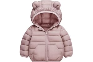 bebeone Toddler Winter Coats Puffer Padded Jacket Baby Boys Girls Bear Hoods Down Jacket Light Weight Infant Outerwear