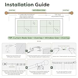 Zeerobee Wood Curtain Rods for Windows 66 to 120, 1