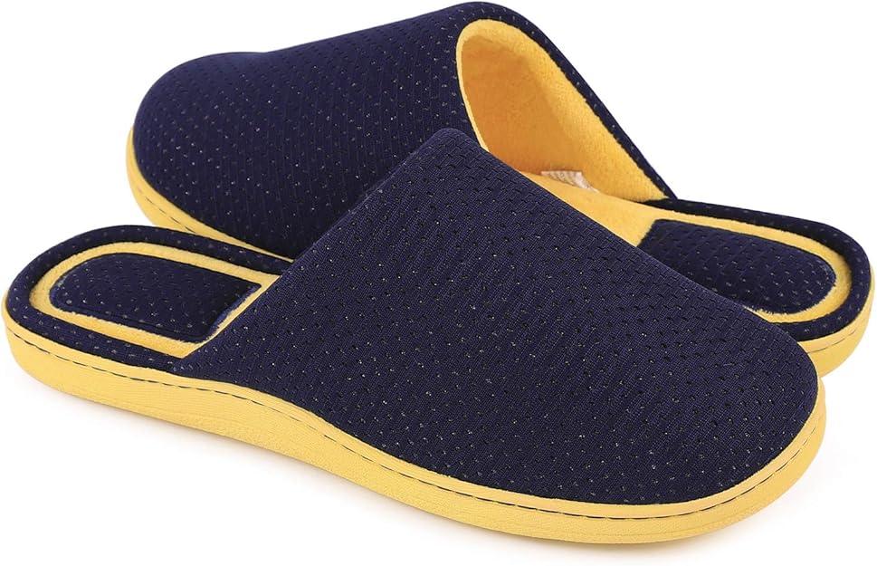 Men's & Women's TwoTone Comfy Memory Foam Slippers Terry