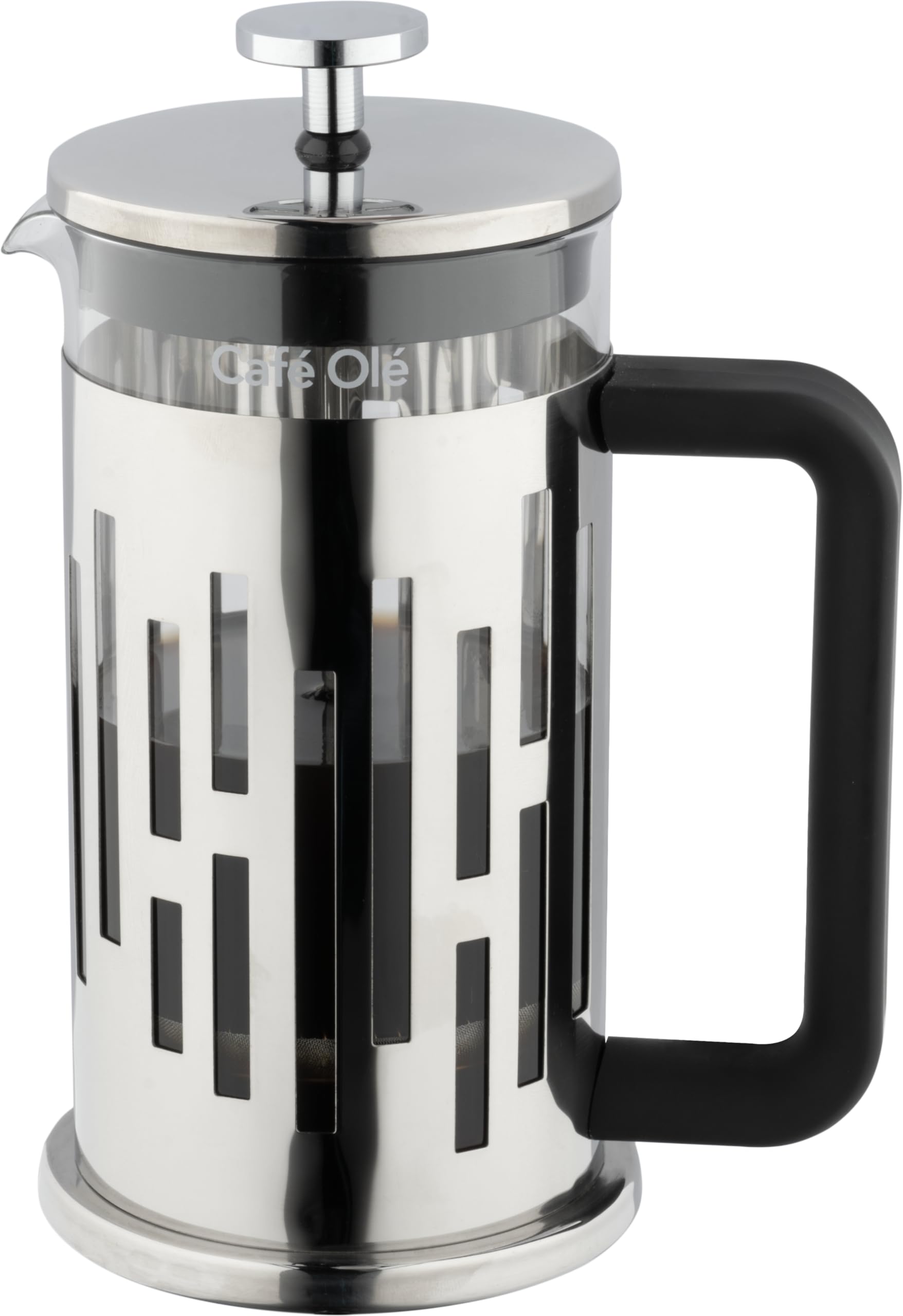 Café Olé Graphico 1000 ml / 1 Litre Cafetière French Press Coffee Maker, 8-Cup (3 Mug), Silver
