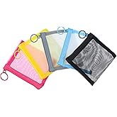 Larrel 5 Pcs Mini Mesh Zipper Pouch, Colorful Polyester Mesh Pouch with Zipper Portable Lightweight Small Zippered Pouches for Organizing Makeup Cosmetics Coin Travel Office Accessories