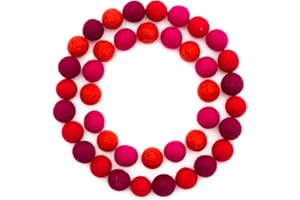 Glaciart One Felt Wool Balls, Felt Pom Poms (40 Pieces) 2 Centimeters - 0.8 Inch, Handmade Felted Red Colors - Bulk Small Puff for Felting and Garland