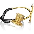 MDF Instruments, Gold ProCardial Cardiology Stethoscope, Lightweight Titanium, Adult, Dual Head, Black Tube, Gold Chestpiece-Headset, MDF797TK11