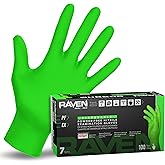 SAS Safety 66552 Derma-VUE Powder-Free Exam Grade 6 Mil Nitrile Gloves, Large, Neon Green, 100 Count (Pack of 1)