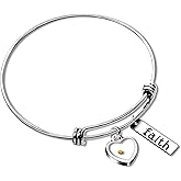 Uloveido 2.5 Inch Stainless Steel Faith Bangle Real Mustard Seed Bracelets Charm Jewelry for Christian Inspirational Gift Y558