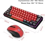 Snpurdiri 2.4G Wireless Gaming Keyboard and Mouse Combo 60 Percent Black Red view 6