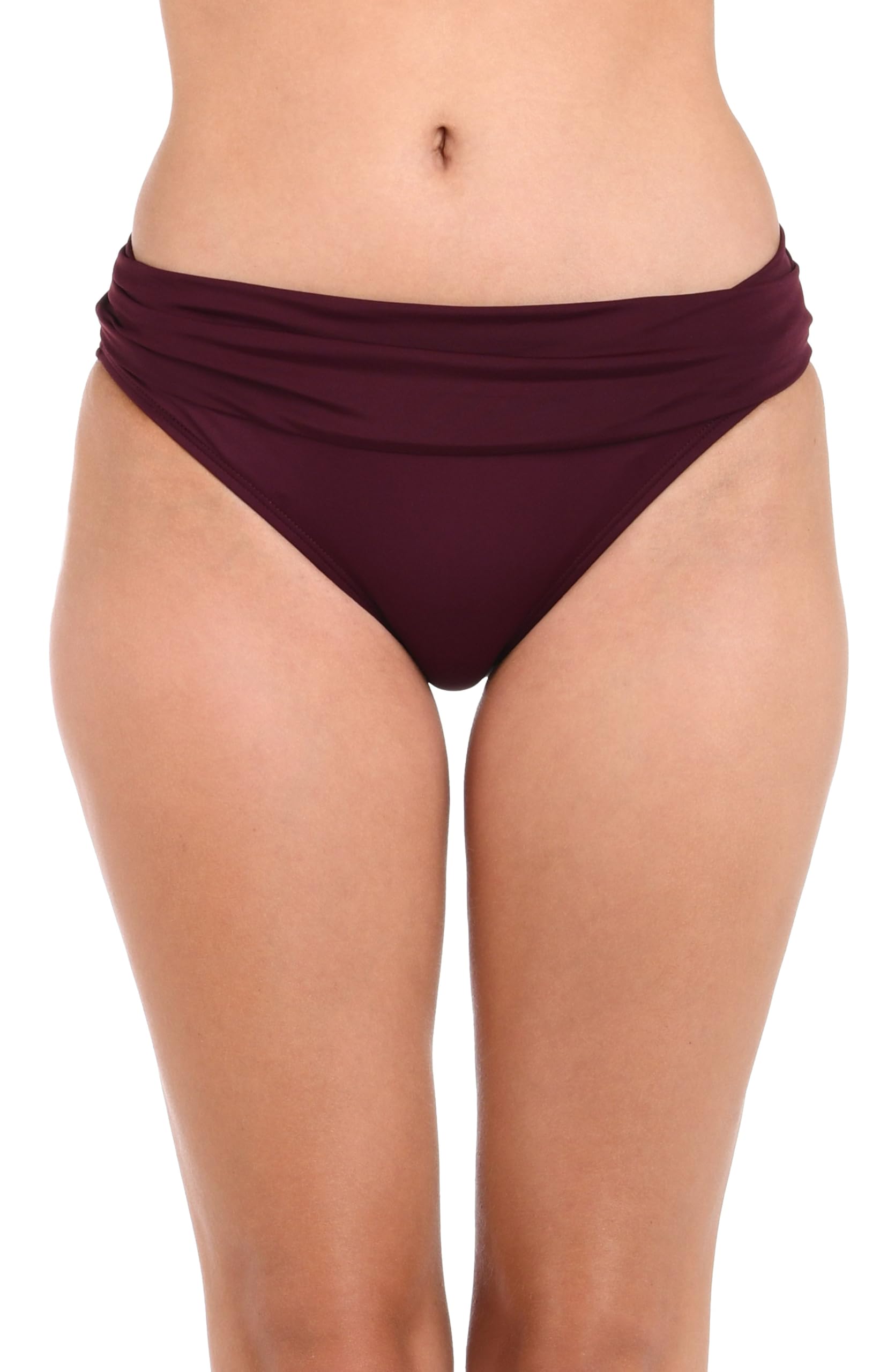 La Blanca Women’s Island Goddess Banded Hipster Swimsuit Bottom, Dark Cherry, 6