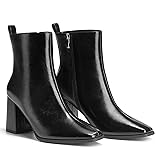 ALICEPUB Black Ankle Womens Chunky 3 Inch Heeled