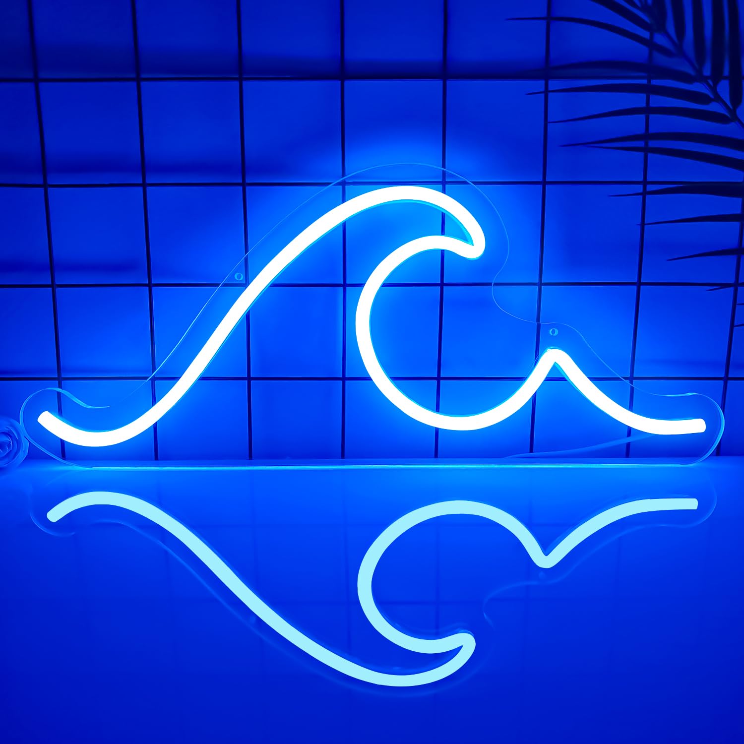Photo 1 of Ajoyferris Wave Neon Sign For Wall Decor Dimmable Led Neon Wave Sign Night Lights Led Wave Sign Ocean Neon Sign for Living Room Bedroom Office Bar Birthday Party Christmas Gift(16.5x7inch,Blue)