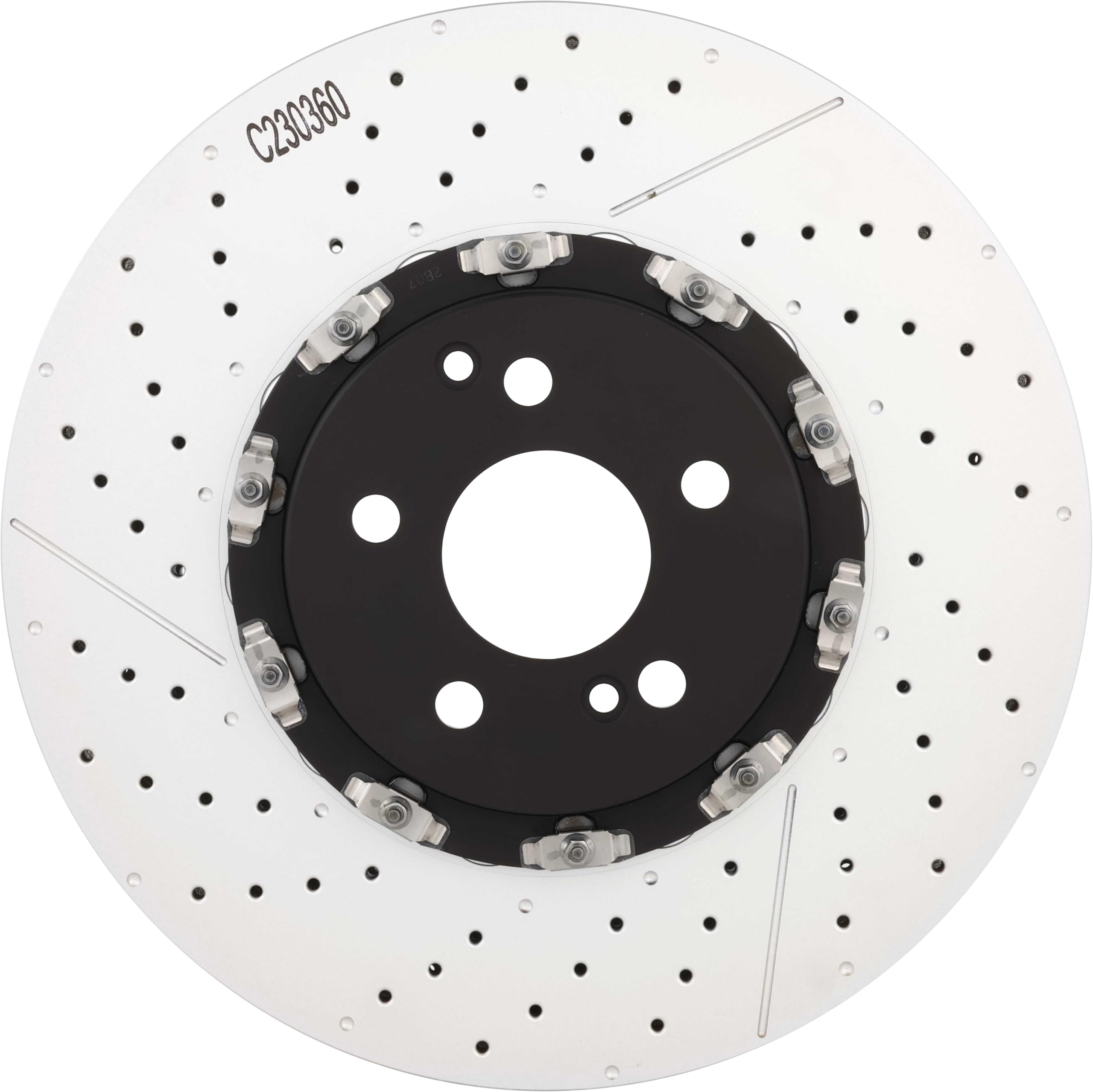 Brembo 09.9764.23 Flotante de dos piezas con revestimiento UV, ventilado, perforado + rotor de freno delantero ranurado MERCEDES-BENZ OE# A2194210212