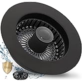 BAOLSLS 3 in 1 Kitchen Sink Stopper, Pop Up Kitchen Sink Drain Strainer, with an Extra Basket Strainer, Kitchen Sink Drain Stopper for US Standard 3-1/2 Inch, Brass Material Electroplate Black
