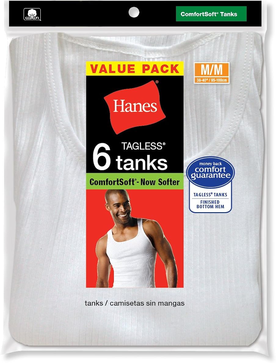 Hanes Men's 6Pack ComfortSoft Moisture Wicking Tagless