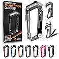 Carabiner Multitool with Pocket Knives, 8-in-1 EDC Carabiners, Serrated Knife, Rope Cutter, Screwdriver, Can Bottle Opener, Ruler, Folding Knife for Camping Hiking, Gifts for Men (Grey)