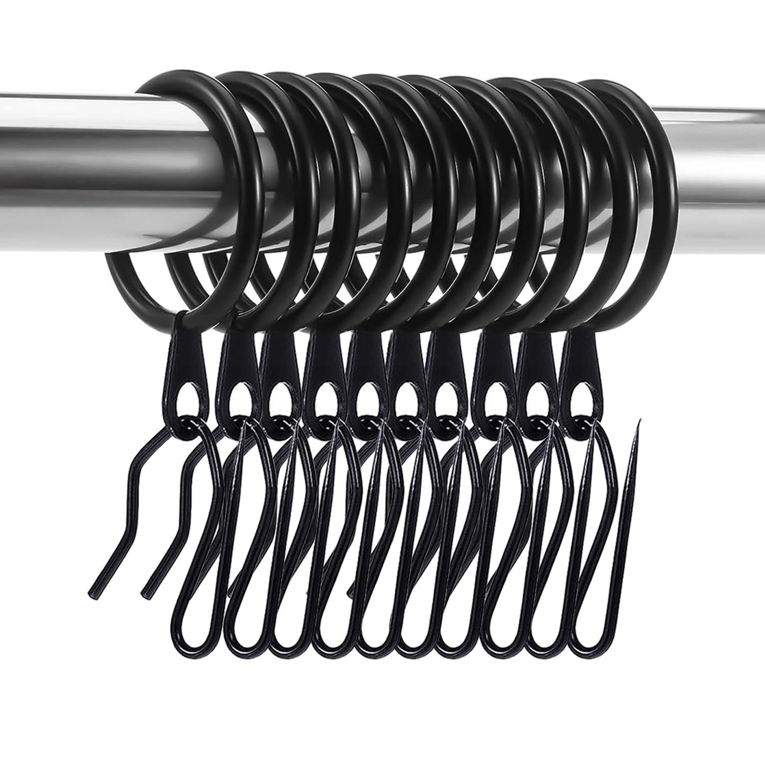 Photo 1 of *MISSING PARTS UNKNOWN*
DHYLRICHER 60 Pieces Metal Drapery Curtain Rings Curtain Hanging Rings and 60 Pieces Metal Curtain Drapery Pin Hooks for Window Curtain, Door Curtain and Shower Curtain (Black)