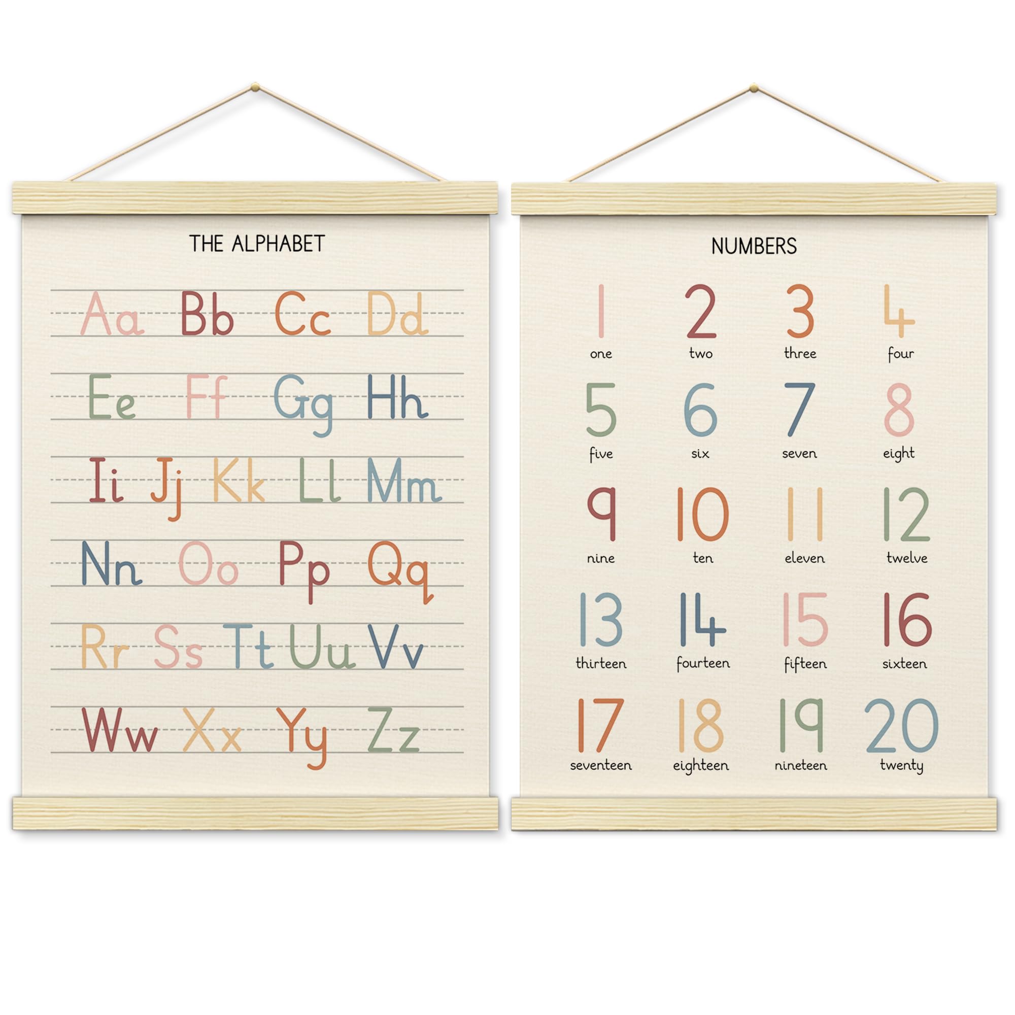 Photo 1 of BONETAT Numbers alphabet poster for Nursery Toddlers, Play Room Wall Decor, ABC Wall Chart, Wall Hanging Decor for Toddler Playroom Decor Kids Wall Decor, Wooden Frame Alphabet Banner-A12