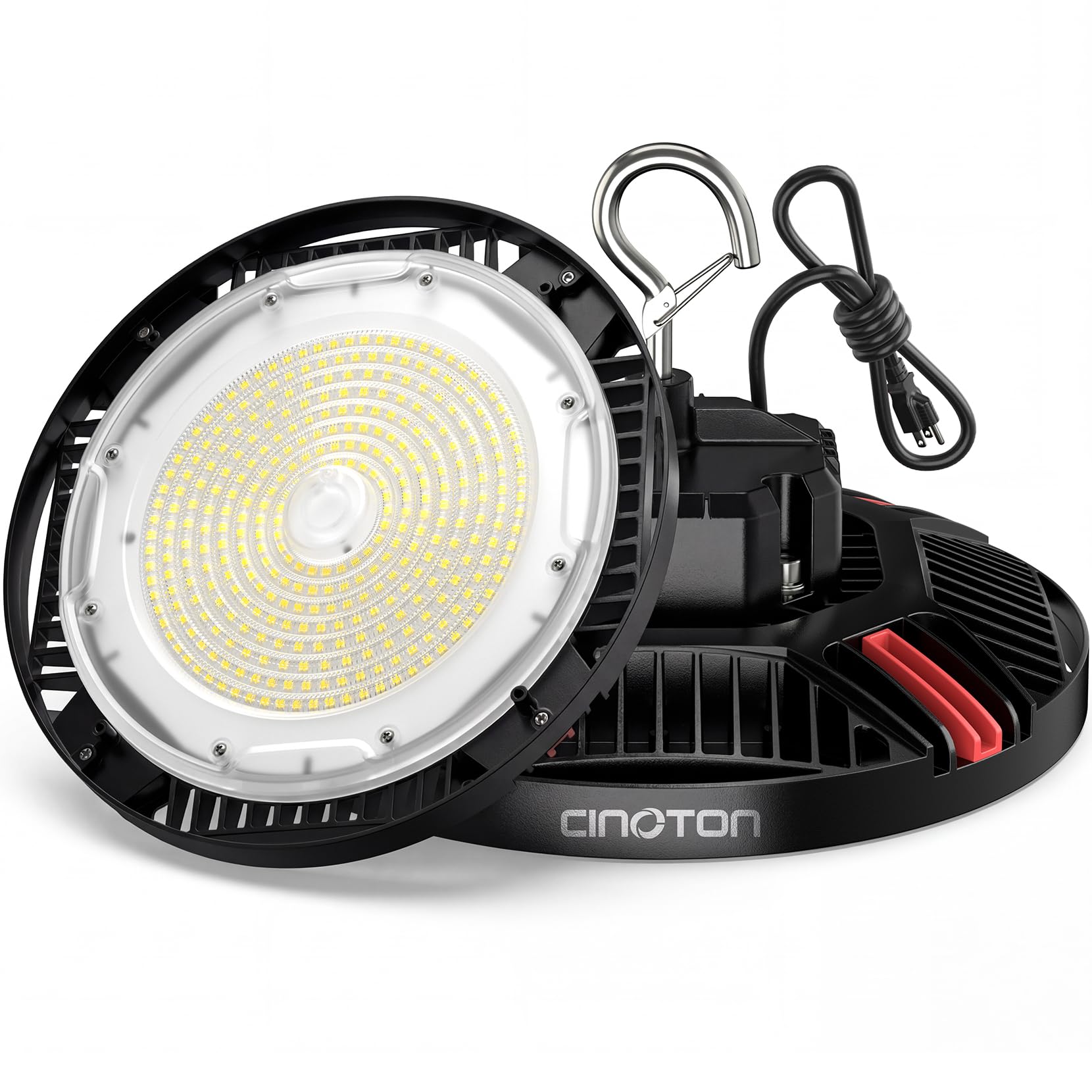 CINOTON 210W UFO LED High Bay Light, Aluminum LED Shop Lights with 31500LM, 5000K Commercial Bay Lighting for Warehouse Garage Workshop Factory, 6' Cable & Safety Rope, ETL Listed 2 Pack Image