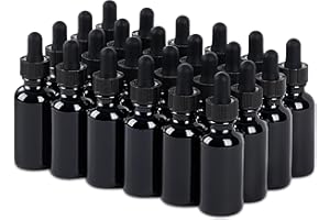 SprayDroplet 24 Pcs, 1oz Glass Dropper Bottle, Leakproof Tincture Bottles with Dropper, Black Reusable Eye Dropper Bottle for All Kinds of Liquids (Black,1oz-24pcs)