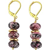 NJCRAFT Natural Gemstone Earrings for Women, Yoga Jewelry Meditation Earring, Crystals Earring, Rondelle Beads, Energy Healing Crystals, Gift for Her |Gemstone Jewelry