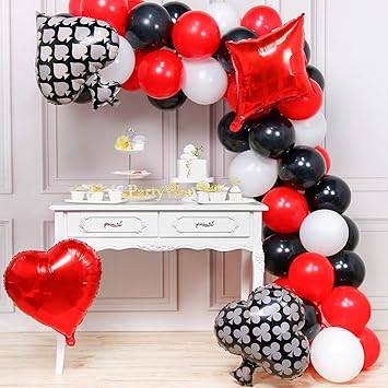 Partywoo Casino Party Decorations 54 Pcs Red Balloons Black