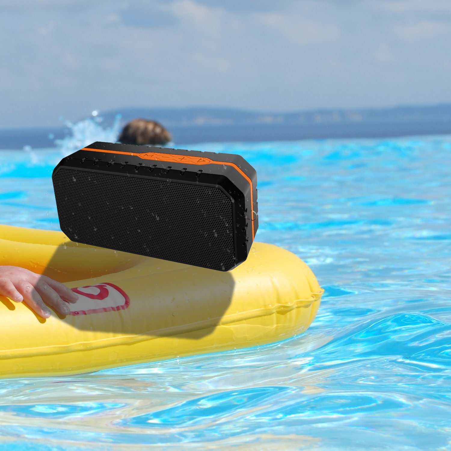 Ifecco Tragbarer Wasserdichter Bluetooth Lautsprecher Speaker Boombox mit 1800mAh Batterie für iPhone, iPad, Samsung, Nexus, HTC und andere Android Geräte (orange)