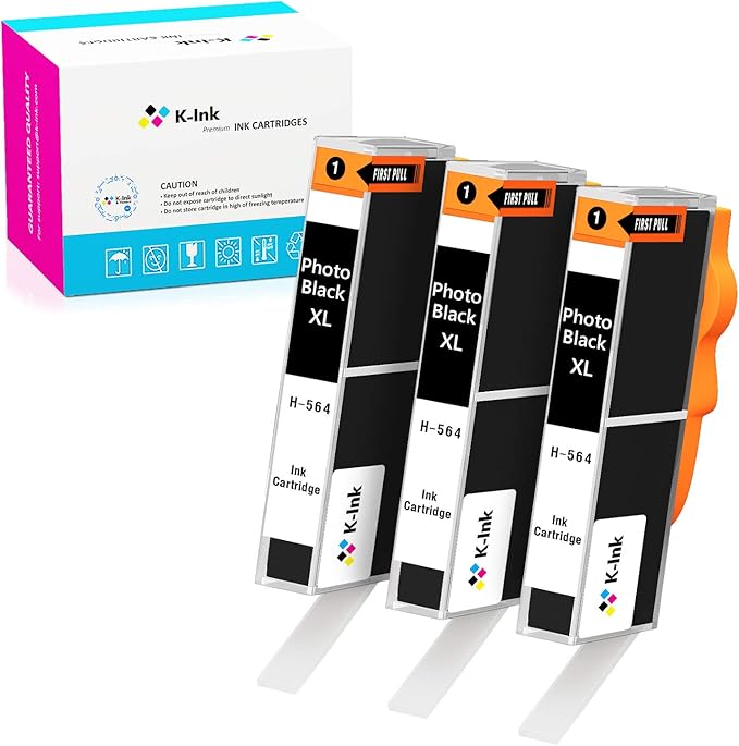 KInk Compatible Ink Cartridges Replacement for HP Photo Black 564XL 564 XL (3 Small Thin Photo