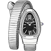 Gosasa Snake Bracelet Watch for Women, Elegant Bangle Wrist Watch with Flexible Wrap Strap Design, Fashion Jewelry Style Quartz Watch, Adjustable Cuff Watch for Dress & Gift