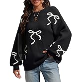 ATHMILE Fall Sweaters for Women 2026 Fashion Cute Bow Knit Pullover Trendy Long Sleeve Oversized Sweater Winter Clothing