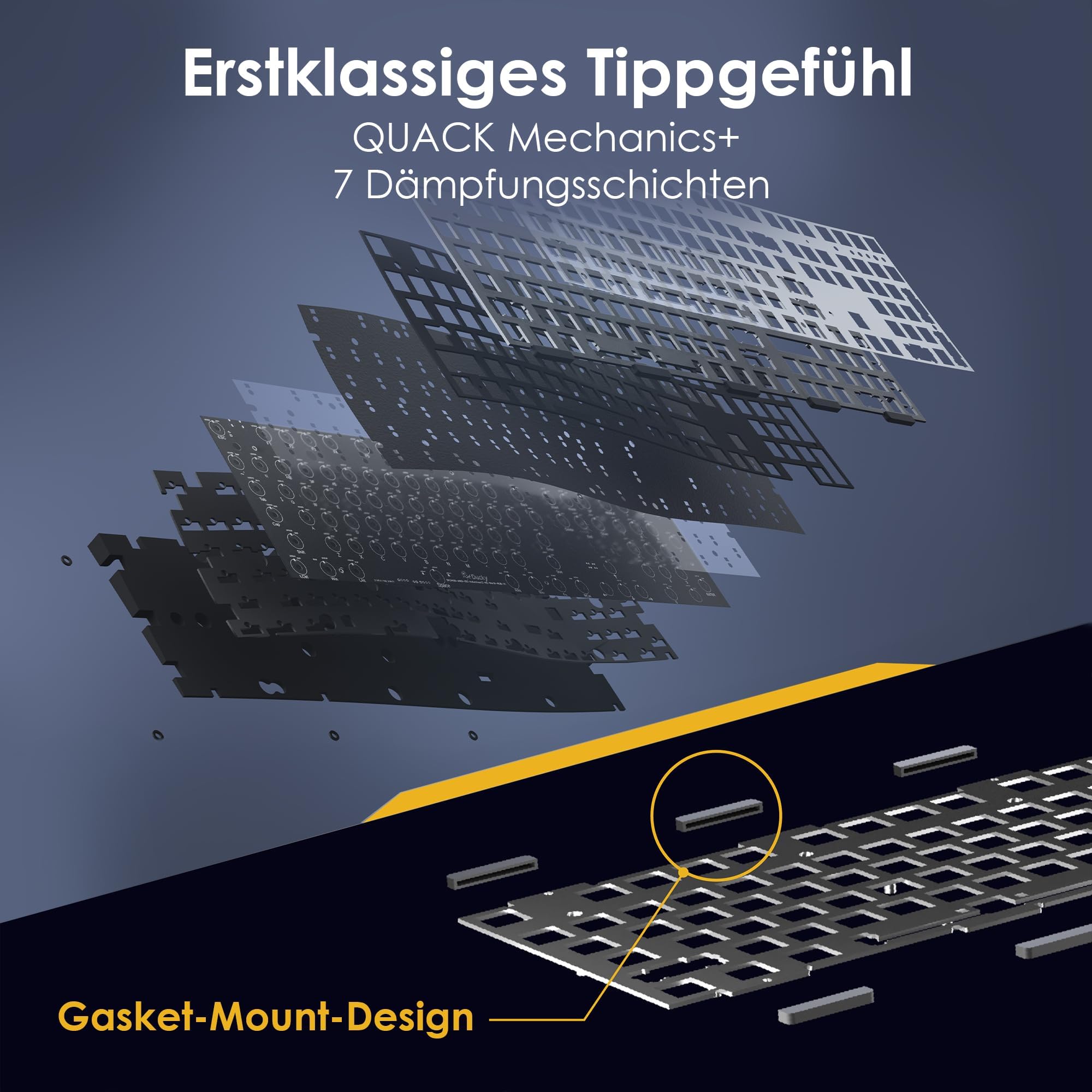 Ducky One X Wireless Gaming Tastatur Weiß – Full-Size, Induktive Switches, Tri-Mode-Konnektivität (USB-C, 2.4GHz, Bluetooth), Rapid Trigger, Einstellbare Auslösung, RGB, ISO deutsch 3